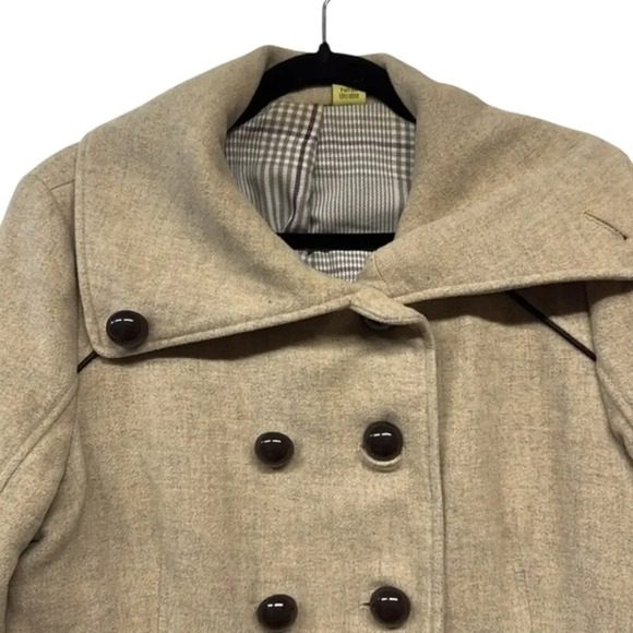 Women's Soia & Kyo Wool Blend Beige Winter Pea Coat Size Small (S) - Picture 3 of 8